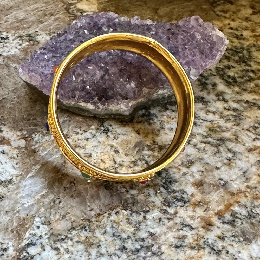 Gold Indian Bangle Gemstone Bracelet - Picture 3 of 8